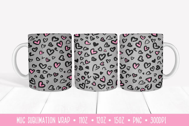 Valentine Leopard Mug Sublimation Design. Heart Mug Wrap Sublimation LaBelezoka 