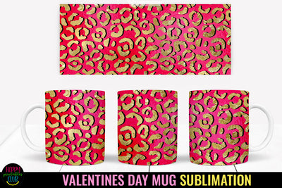 Valentine Leopard Mug Wrap Sublimation I Valentine Mugs PNG Sublimation Happy Printables Club 