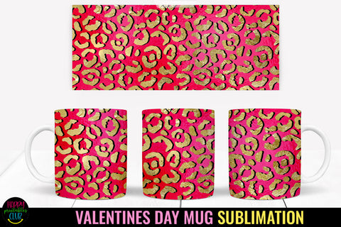 Valentine Leopard Mug Wrap Sublimation I Valentine Mugs PNG Sublimation Happy Printables Club 