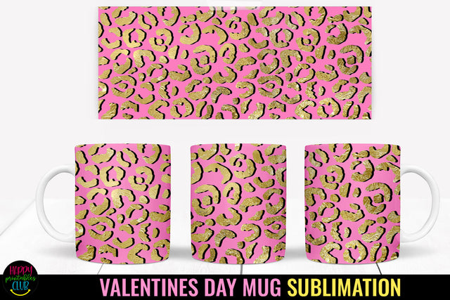 Valentine Leopard Mug Wrap Sublimation I Valentine Mugs PNG Sublimation Happy Printables Club 