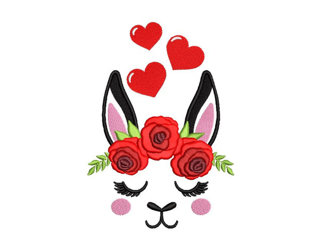 Valentine Llama Face Embroidery Design, 3 sizes, Instant Download Embroidery/Applique DESIGNS Nino Nadaraia 