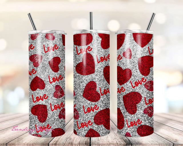 Valentine Love Diamonds 20oz Skinny Tumbler Wrap, Straight Tumbler, Sublimation Design, Digital Download, Tumbler Wrap PNG Sublimation TrendingDesign 