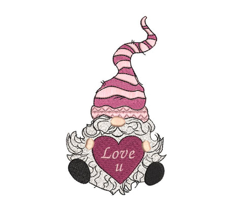 Valentine Love Gnome Machine Embroidery Design Embroidery/Applique DESIGNS Canada Embroidery 