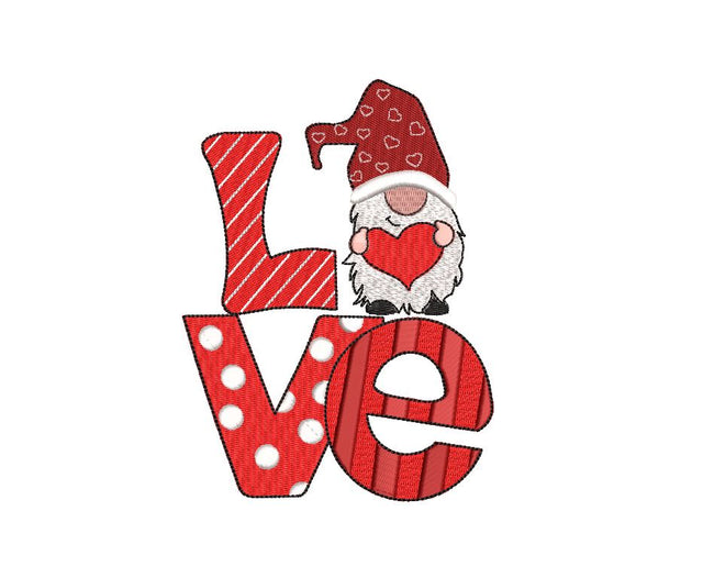 Valentine LOVE Gnome machine embroidery Embroidery/Applique DESIGNS Canada Embroidery 