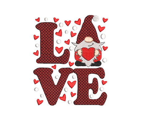 Valentine LOVE Gnome machine embroidery Embroidery/Applique DESIGNS Canada Embroidery 