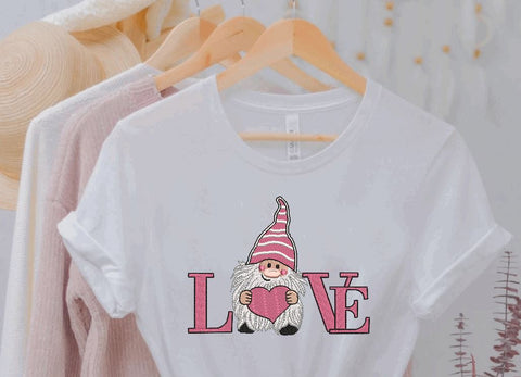 Valentine LOVE Gnome with heart Machine Embroidery Design Embroidery/Applique DESIGNS Canada Embroidery 