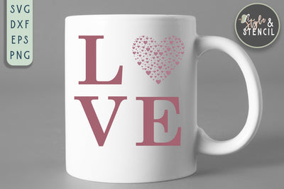 Valentine Love Heart SVG - PNG, DXF, EPS, SVG, Cut File SVG Style and Stencil 