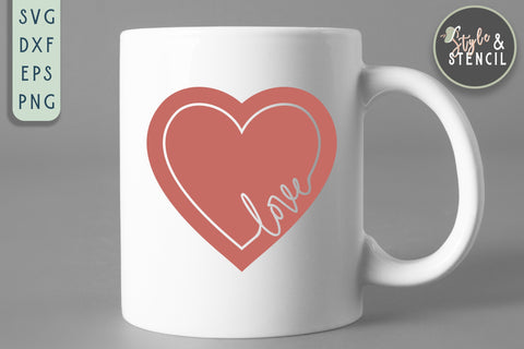 Valentine Love Heart SVG - PNG, DXF, EPS, SVG, Cut File SVG Style and Stencil 