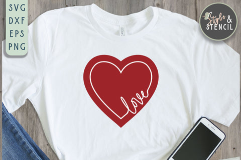 Valentine Love Heart SVG - PNG, DXF, EPS, SVG, Cut File SVG Style and Stencil 