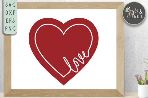 Valentine Love Heart SVG - PNG, DXF, EPS, SVG, Cut File SVG Style and Stencil 