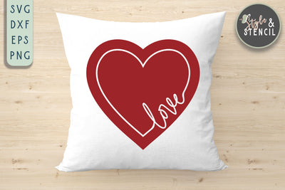 Valentine Love Heart SVG - PNG, DXF, EPS, SVG, Cut File SVG Style and Stencil 