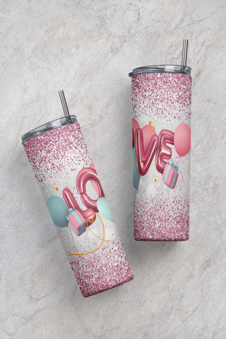 Valentine Love Red Glitter 20oz Skinny Tumbler Sublimation Designs for Straight/Tapered Tumbler Design - PNG Digital Download Sublimation CaldwellArt 