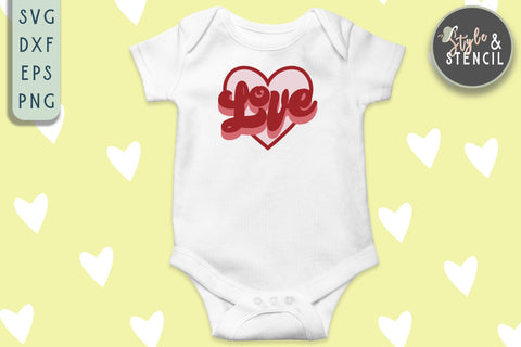 Valentine Love Retro SVG - PNG, DXF, EPS, SVG, Cut File SVG Style and Stencil 