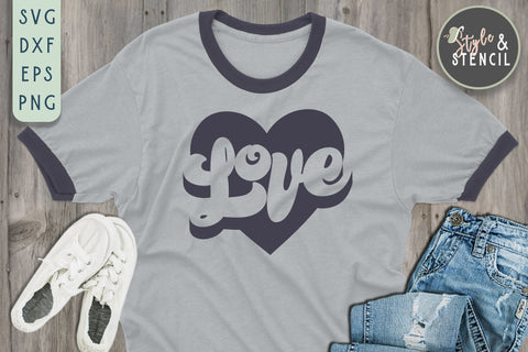 Valentine Love Retro SVG - PNG, DXF, EPS, SVG, Cut File SVG Style and Stencil 