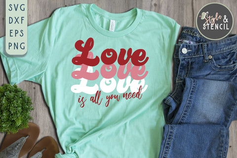 Valentine Love Retro SVG - PNG, DXF, EPS, SVG, Cut File SVG Style and Stencil 