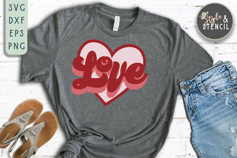 Valentine Love Retro SVG - PNG, DXF, EPS, SVG, Cut File SVG Style and Stencil 