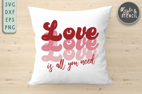 Valentine Love Retro SVG - PNG, DXF, EPS, SVG, Cut File SVG Style and Stencil 