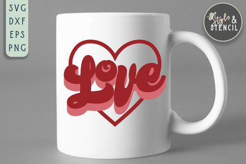Valentine Love Retro SVG - PNG, DXF, EPS, SVG, Cut File SVG Style and Stencil 