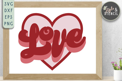 Valentine Love Retro SVG - PNG, DXF, EPS, SVG, Cut File SVG Style and Stencil 