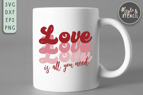 Valentine Love Retro SVG - PNG, DXF, EPS, SVG, Cut File SVG Style and Stencil 