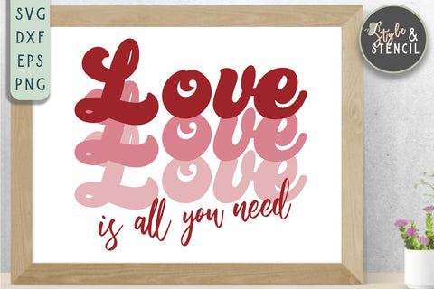 Valentine Love Retro SVG - PNG, DXF, EPS, SVG, Cut File SVG Style and Stencil 
