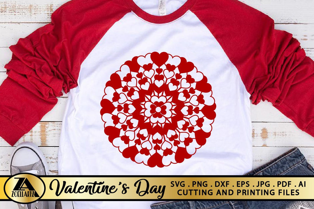 Valentine Mandala SVG Heart Mandala SVG Valentines SVG - So Fontsy