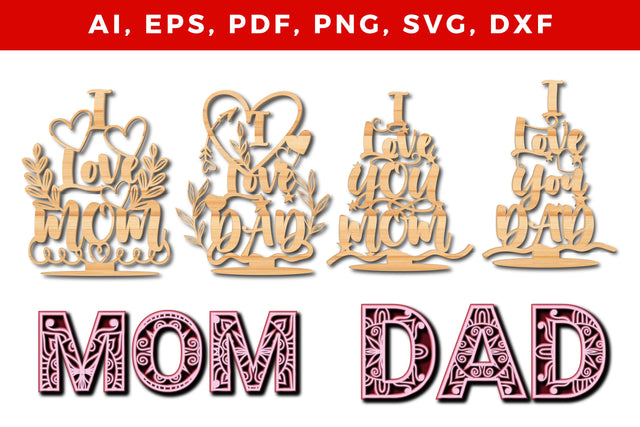 VALENTINE MOM AND DAD ORNAMENTS Craft SVG SVG MD JOYNAL ABDIN 