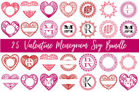 Valentine Monogram Frame Svg Bundle SVG Regulrcrative 