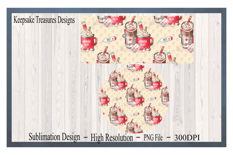 Valentine Nurse Fuel 11oz Mug and Coaster Template, PNG for Sublimation, 11oz Mug Wrap, Digital Download Sublimation Keepsake Treasures Designs LLC. 