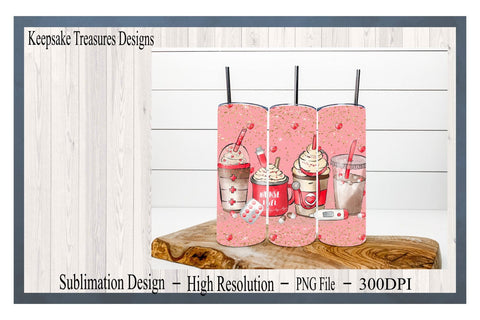 Valentine Nurse Fuel Pink 20oz Straight Tumbler Wrap, PNG for Sublimation, 20oz Tumbler Wrap Digital Download Sublimation Keepsake Treasures Designs LLC. 