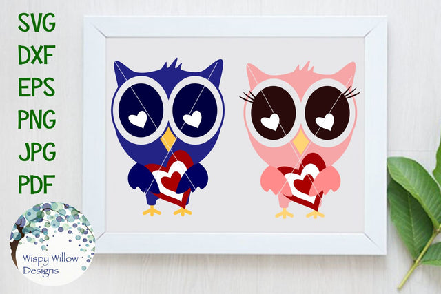 Valentine Owls SVG Wispy Willow Designs 