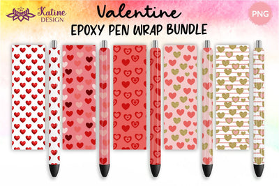 Valentine Pen Wraps, Valentine Pen, Valentines Day Pen Wraps, Heart Pens, Valentines Day Bundle, Valentines Designs, Epoxy Pen Wrap, Valentines Day Png, Valentines png, Pen Wrap Png for Sublimation Waterslide Printing Sublimation KatineDesign 