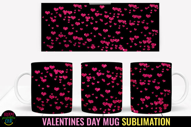 Valentine Pink Hearts Mug Wrap Sublimation I Valentine Mugs Sublimation Happy Printables Club 