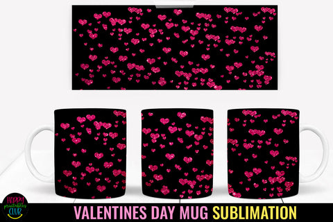Valentine Pink Hearts Mug Wrap Sublimation I Valentine Mugs Sublimation Happy Printables Club 