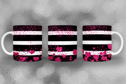 Valentine Pink Hearts Mug Wrap Sublimation I Valentine Mugs Sublimation Happy Printables Club 