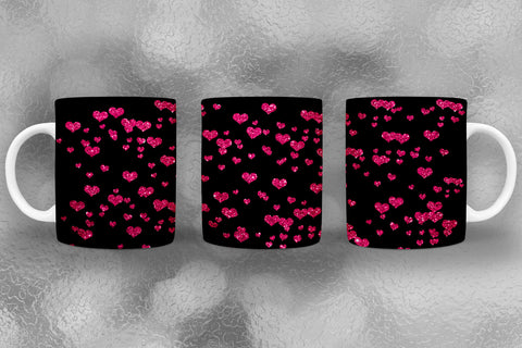 Valentine Pink Hearts Mug Wrap Sublimation I Valentine Mugs Sublimation Happy Printables Club 