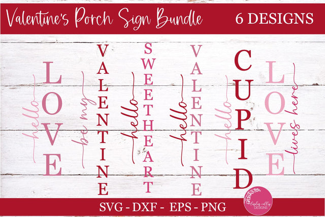 Valentine Porch Sign Bundle-Valentine's Day Vertical Sign SVG Bundle SVG Linden Valley Designs 