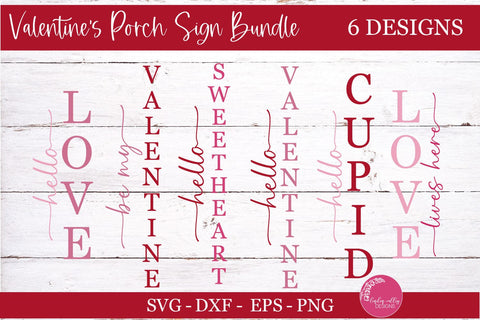 Valentine Porch Sign Bundle-Valentine's Day Vertical Sign SVG Bundle SVG Linden Valley Designs 