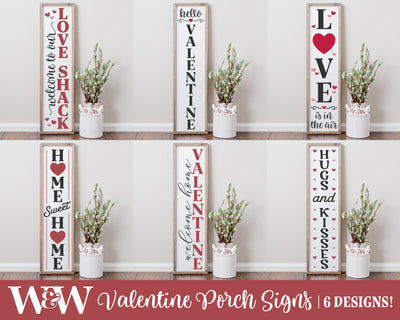 Valentine Porch Sign SVG Bundle | Valentine Vertical SVG SVG Wood And Walt 