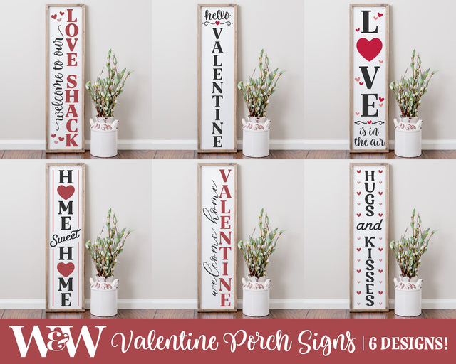 Valentine Porch Sign SVG Bundle | Valentine Vertical SVG SVG Wood And Walt 