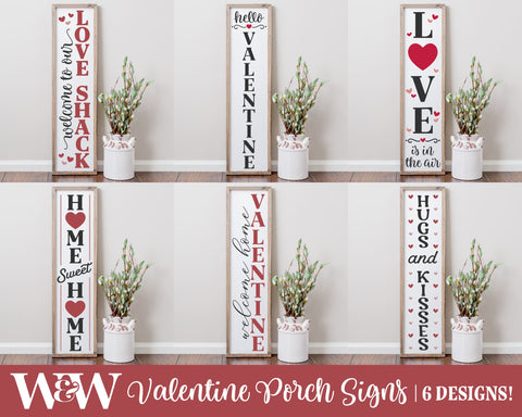Valentine Porch Sign SVG Bundle | Valentine Vertical SVG SVG Wood And Walt 