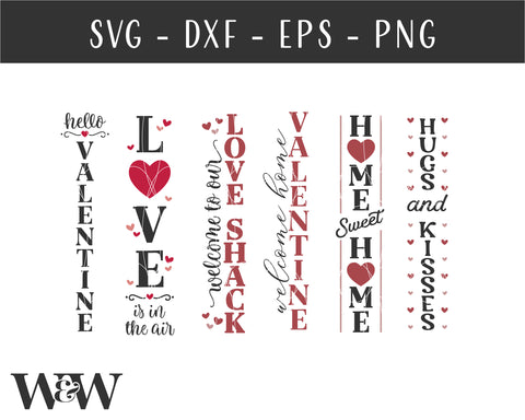 Valentine Porch Sign SVG Bundle | Valentine Vertical SVG SVG Wood And Walt 