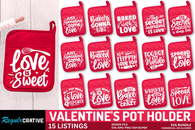 Valentine Pot Holder SVG Bundle SVG Regulrcrative 