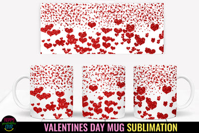 Valentine Red Hearts Mug Wrap Sublimation I Valentine Mugs Sublimation Happy Printables Club 