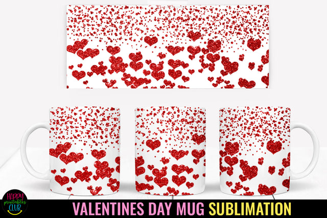 Valentine Red Hearts Mug Wrap Sublimation I Valentine Mugs Sublimation Happy Printables Club 