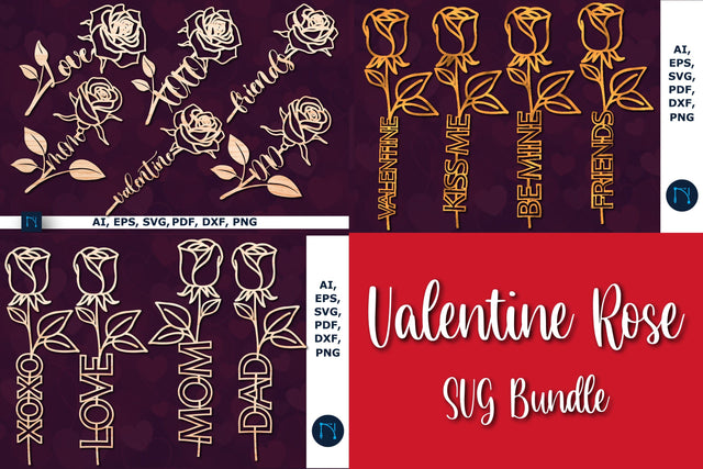 Valentine rose laser-cut SVG bundle SVG MD JOYNAL ABDIN 