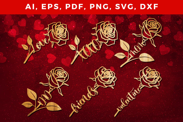 Valentine rose laser-cut SVG bundle SVG MD JOYNAL ABDIN 