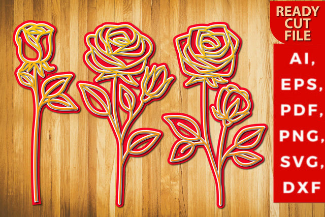 Valentine rose laser-cut SVG bundle SVG MD JOYNAL ABDIN 
