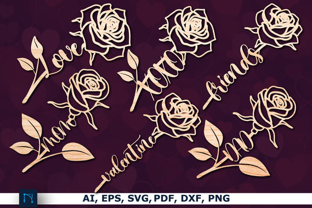 Valentine rose laser-cut SVG bundle SVG MD JOYNAL ABDIN 