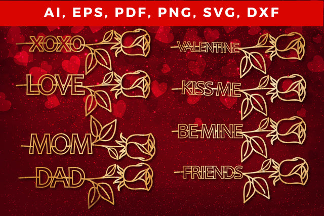 Valentine rose laser-cut SVG bundle SVG MD JOYNAL ABDIN 